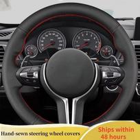 Leather Car Steering Wheel Cover For BMW Sport F30 F31 F34 F10 F11 F07  Auto Steering Wheel Cover Car Accessory Beige Thread gray