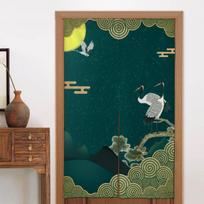 1pc Japanese-Style Door Curtain with Crane and Rod Pocket Design, Easy to Hang, 34x56 Inches - Perfect for Living Room, Entryway 65x100cm26x39in black