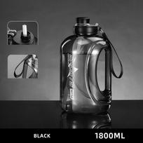 2800Ml Sports Water Bottle Large-Capacity Gym Fitness Kettle Big-Belly Water Cup With Straw Outdoor Handle Big Jug black