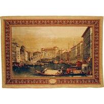 Tapestry Belgian Venice Ponte Rialto European 200x180 juoda
