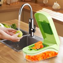 16-in-1 Multifunctional Vegetable Chopper with 8 Blades & Storage Container, Onion Carrot Slicer Dicer 16 In 1 black