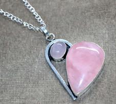 Locket Heart Rose Quartz 925 Silver Plated Necklace 16  Party Wear Design S6A16