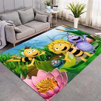 Maya The Bee Friends Lotus Scene Print Doormat Non‑Slip Entrance Floor Mat Cartoon Animated Home Hallway Decor 40x60cm( 15x23in ) yellow