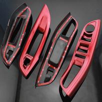 Three styles of ABS Car Window Lifter Panel Frame Decoration Cover Trim Sticker For Ford Focus MK 3 4 MK3 MK4 Lacquer Red black