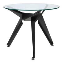 Troy Stalo Stiklinis Stalviršis Apvalus 90 Cm Skaidrus/Juodas