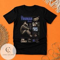 The Truman Show Jim Carrey Movie T Shirt, Vintage Graphic Tee (100% Cotton) M black