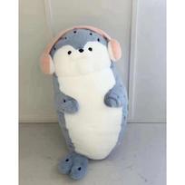 New earphones, seal plush toys, cute sleeping, holding dolls, super soft dolls, birthday gifts for boys and girls 70cm white