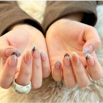 30Pcs Blue French Gradient Press On Nails With Polka Dots Stars And Round Shapes False Nails Gift For Girls Friends brown