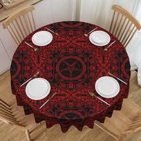Round Oilproof The Sabbatic Goat Baphomet Table Cover Satanic Occult Pentagram Tablecloth for Dining 70 inch Table Cloth 50inch(127cm)