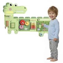 Busy Board Toy, Dinosaur Wall Activity Board, Educational Baby Motor Skills Board for Boys and Girls 2-4 Years Old, Green