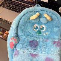 Schoolbag cartoon plush large-capacity three-dimensional funny doll backpack, junior high school student campus schoolbag brown
