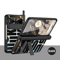 Google Pixel Fold Case Full Cover Protective Shell With Stylus Slot Electroplated PC Anti-Drop Shockproof Stand Design Google Pixel Fold gray