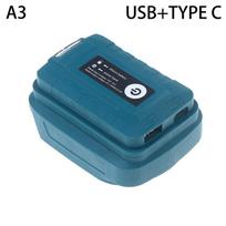 Power Bank Adapter Led Light For Mak 14.4V/18V Li-Ion Battery Usb+Type-C Converter With Led Lamp For Mak Bl1830 Bl1430 Bl1850 USB and type c mėlyna