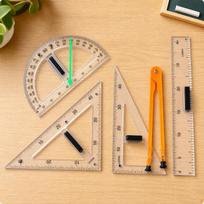 5 Pieces Classroom Geometry Instrument Set Precision Math Instruments Portable beige