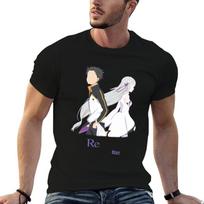 Re:Zero Sub and Emi Minimalist T-Shirt Halloween Casual T-Shirt XXL black