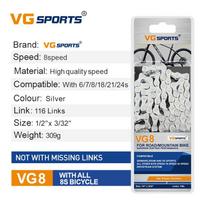 VG sportinio dviračio grandinė 6/7/8/9/10/11/12 Speed ​​Velocidade MTB plento dviračių grandinė 116 jungčių dalys Ultralengvas kalnų dviratis 6 7 8speed silver gray