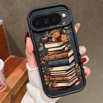 For Google Pixel 9 Pro XL Case Cartoon Books Pattern Shockproof TPU Soft Cover For Google Pixel 8 7 Pro 8A 7A Silicone Case Cover Funda Google Pixel 7 vyno raudonos spalvos