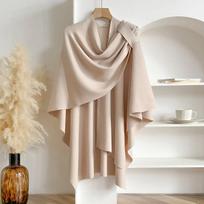 Women Poncho Winter Warm Solid Color Shawl Double Sided Designer Blanket Luxury Scarf Female Cloak Cashmere Pashmina Cape Stole kupranugaris