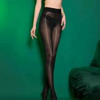 1D Ultra-Thin Oil Shiny Tights Stocking Women High Waist Silk Sexy Glossy Transparent One Line Close Crotch Waistless Pantyhose One Size black