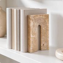 StoneLook Lanko Formos Knygų Atrama | Arkos Formos Knygų Atramos, Kompaktiškas Mažas Plotas, Knygų Lentynai beige