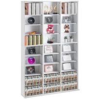 VEVOR Medijos laikymo spintelė, 9 aukštų DVD lentyna talpina iki 756 CD, Reguliuojamos CD lentynos 27 skyriai, Apsaugo ir tvarko muziką, filmus 94.9 x 18.2 x 153.8 cm balta
