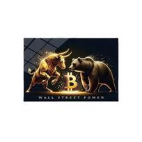 Auksinis Bitcoin Jautis Meška Wall Street Jautis Investicijos Sienos Menas Turto Investavimo Plakatas Kambario Biuro Dekoras Dovana 60cm×90cm NoFrame black