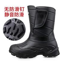 Vyriški didelio dydžio žvejybos žieminiai šilti sniego batai su pliušiniu pamušalu, vandeniui atsparūs ankle boots, neslystantys lauko batai, žygio, alpinizmo, sporto darbo batai 45 black