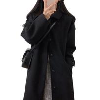 Fall Winter Women Overcoat Turn-down Collar Long Sleeve Single-breasted Pockets Loose Mid Length Solid Color Soft Warm Thick Lady Mid-calf Length Coat 2XL