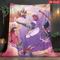 The Owl House Luz & King Flannel Blanket, Soft Warm Throw for Kids Bedroom 80cm x 120cm white