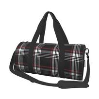 GTI Tartan Plaid Print Travel Duffel Bag Portable Lightweight Fitness Bags Waterproof Carry on Luggage Bag Sport Gym Yoga Bags gray