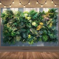 1 tropical jungle background banner with lush green leaves and vibrant leaf design - suitable for birthdays, holidays, parties 100x150cm gray