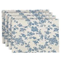 4pc s Blue Floral Linen Placemat French Pastoral Mats Washable Modern Simple Table Mat Coffee Table Plate Pad Home Decor 4PCS gray