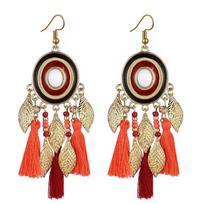 New Ethnic Sector Bohemia Black Red Rope Fringe Tassel Earrings Long Drop Dangle Big Earrings Fashion Earrings for balta