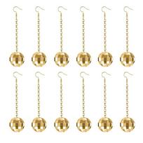 12pcs Disco Ball Earrings 70's Disco Outfits Costume Accessories Silvery Disco Mirrorball Earrings 70s Outfits Dance Party Punk Style 12pcs golden beige