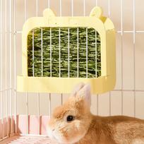 Rabbit Hay Feeder for Cages Secure Bowl Rack Double Function Food Dispenser for Guinea Pig and Bunny žalia