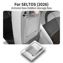 Compatible with 26 Seltos models: Armrest Box Hidden Storage Organizer for Car Interiors. gray