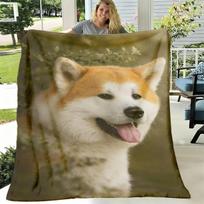 Comfortable Akita Dog Pattern Flannel Blanket Soft DoubleSided, AllSeason Use for Sofa, Bed and Office or Traveling Perfect Gift Idea for Animal Lover 150X180CM beige