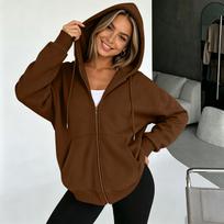 Women's Oversized Hooded Sweatshirt Long Sleeve Zip Up Casual Fashion L žalia
