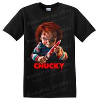 Chucky Horror Movie T Shirt Bloody Killer Doll Slasher Halloween Graphic Tee S black
