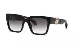 Roberto Cavalli moteriški akiniai nuo saulės SRC040M540700 54 mm Butterfly Square juodi su pilku gradientu UV400