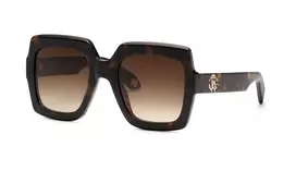 Roberto Cavalli SRC108-5204BL moteriški akiniai nuo saulės Cat Eye, mėlyni Havana rėmeliai, gradientiniai mėlyni lęšiai, 52 mm