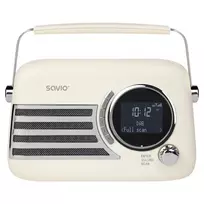 SAVIO RS-04 nešiojamas DAB+ FM radijas su įkraunama baterija, LCD ekranu, dvigubu žadintuvu, juodas