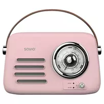 SAVIO RS-03 nešiojamas radijas FM/AM su MP3 USB/SD atkūrimu, rožinis