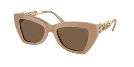 Michael Kors Hvar MK22053954735 moteriški akiniai nuo saulės – tamsiai rudi vėžlio atspalvio, rudi gradientiniai, 52 mm