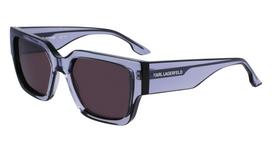 Karl Lagerfeld Unisex KL6142S-020 kvadratiniai akiniai nuo saulės, juodas rėmelis, pilki lęšiai, 55 mm