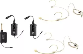 OMNITRONIC Set FAS TWO dviejų kanalų UHF belaidė mikrofonų sistema su 2 kūno siųstuvais ir galvos mikrofonais (660-690 MHz) 20000971