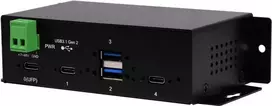 EXSYS EX-1274HMV 4 prievadų USB 3.2 Gen 2 pramoninis šakotuvas su 2x USB-A ir 2x USB-C, metalinis, DIN bėgio / sieninis / stelažo tvirtinimas