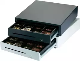 Metapace K-1 pinigų dėžė balta (mpk1w-c) - 8 monetų ir 8 banknotų skyriai, RJ11/RJ12, 24V, rakinama