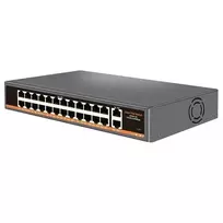 HISMART 24 prievadų PoE+ tinklo komutatorius su 2 Gigabit uplink prievadais, 300W biudžetu, montuojamas į stelažą