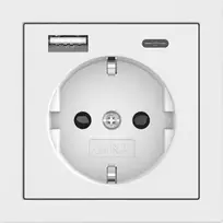 Gira SCHUKO lizdas su USB maitinimo šaltiniu, 2x USB-A 5V 2.1A, įleidžiamas, baltas blizgus 245970